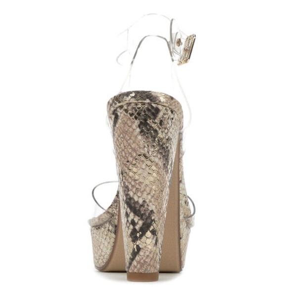 Python Snake Clear Strap Party Platform Heel - Picture 3 of 8